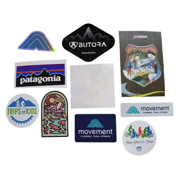 10x Hike Bike Climb Outdoor Stickers Mixed Lot Patagonia Boulder Butora Idaho CO - Picture 1 of 5